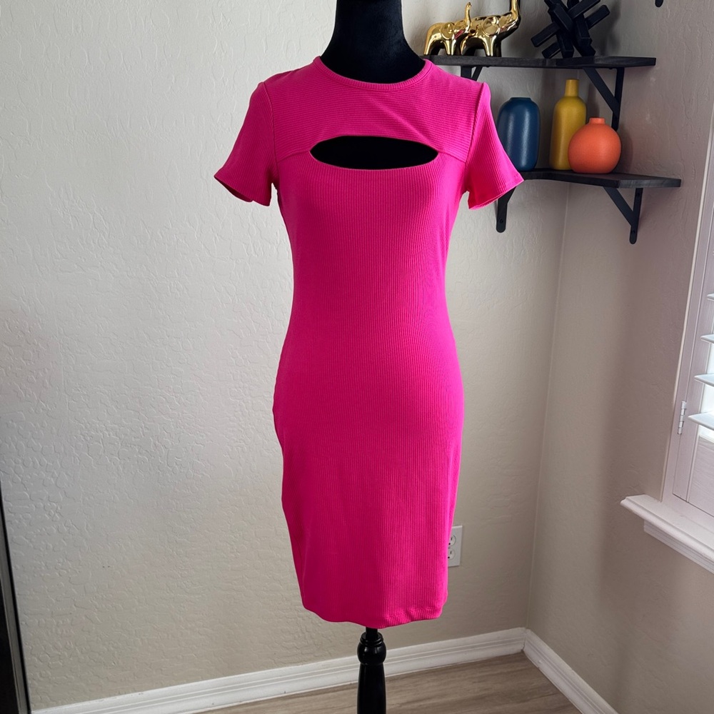 Guess Hot Pink Mini Dress with Cut-Out